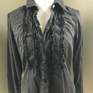 Johnny Cotton button down ruffled shirt polka dots